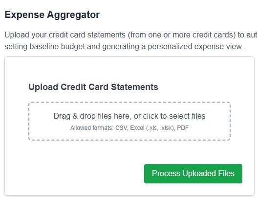 Upload credit card transactions for expense tracking